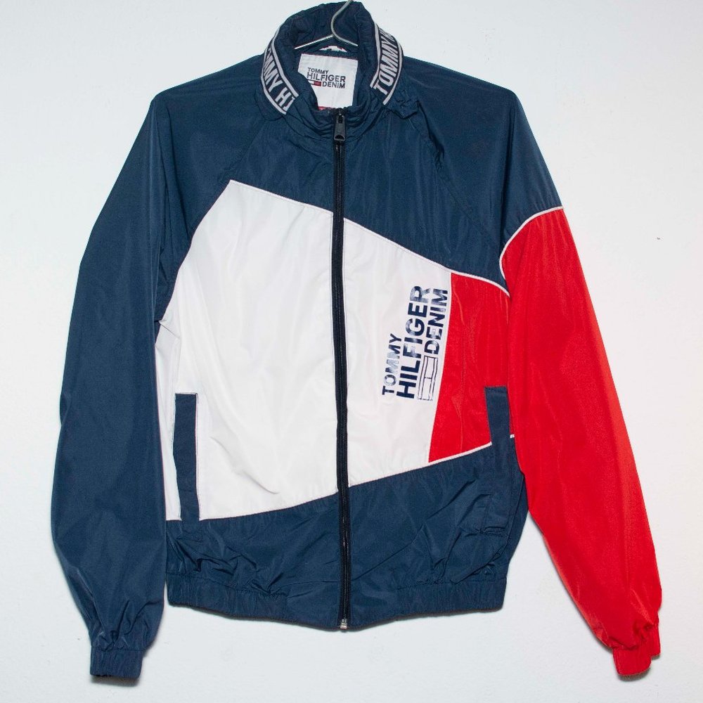 TOMMY HILFIGER Hooded Mesh Lined Rain Jacket Size Small